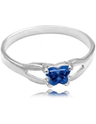14k White Gold ChildS September Blue Cubic Zirconia Birthstone Ring - Bfly