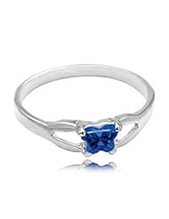 10k White Gold ChildS September Blue Cubic Zirconia Birthstone Ring - Bfly