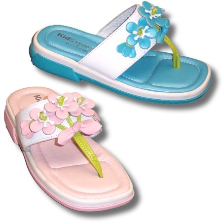 Toddler and Girls Turquoise or Pink Leather Sandals ~ Tiki SIZE 2 Turquoise