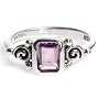 Sterling Silver Ring W/ Genuine Square Amethyst