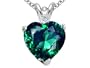 2.02 cttw 14k Gold Heart Shape Created Emerald and Genuine Diamond Pendant in 14k White Gold