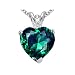 2.02 cttw 14k Gold Heart Shape Created Emerald and Genuine Diamond Pendant in 14k White Gold