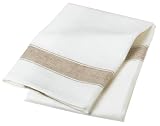 Domestique Linen/Cotton Herringbone Set of 3 Kitchen Towels, White and Inca