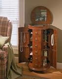 French Cherry Half Round Jewelry Armoire Cabinet