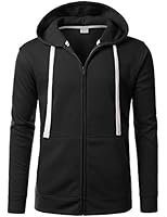 URBANCREWS Mens Hipster Hip Hop Long Sleeve Zip-Up Hoodie Jacket
