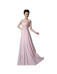  Beaded Chiffon Floor Length Evening Dress/Wedding Party Dress  With Pearls