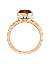 14K Rose Gold 10.00x8.00mm Oval Cut Mozambique Garnet and Diamond Ring -- LIFETIME WARRANTY