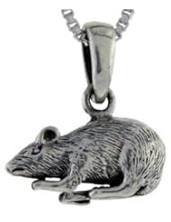 Sterling Silver Rat Pendant, 5/8 inch tall