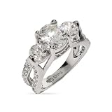 Eve's Addiction Elegant Past, Present, Future 3 Stone Engagement Ring