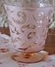WINDLICHT ROSE GLAS GEFROSTET VASE POKAL FLORALES DESIGN