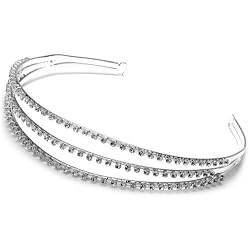 Wedding Headband Bridal Tiara with Triple Rhinestone 124