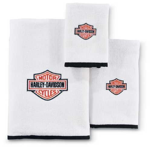 White Harley Davidson 3Pc Bath Towel Set