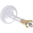 14K Gold 2.5mm CZ Bioplast Push In Labret Monroe Tragus