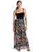As U Wish Juniors Strap Long Dress With Belt, Black/Coral, Small