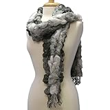 Gray Toned Rosette Flower Laced Elaborate Victorian Scarf Gray Toned Rosette Flower Laced Elaborate Victorian Scarf
