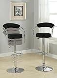IMAGE OF Set of 2 Swivel Adjustable Bar Stool with Black Faux Leather F10412