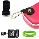 Canon PowerShot Point & Shoot Camera Accessories from VanGoddy Offers our Slim & Stylish Protective Case Cover Silicone Skin in Electric Pink **Fits Canon PowerShot A2200 A3300 ELPH 100HS 300HS 310HS 500HS 510HS SD4000IS SD4500IS Model Cameras** + Pink Color Flexible Tripod + 4GB SD Card + VanGoddy LIVE * LAUGH * LOVE Wristband
