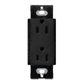 Lutron SCR-15-MN Satin Colors 15A Electrical Socket Duplex Receptacle, Midnight by Lutron