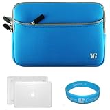 Clear 2 Piece Durable Crystal Shield Protector Case for Apple MacBook Air MC233LL A 13.3-Inch Laptop + LightBlue Neoprene Laptop Sleeve for Apple MacBook Air 13 inch Notebook PC + SumacLife TM Wisdom*Courage Wristband