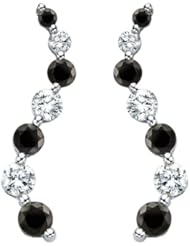 14K White Gold 1/2 ct. Alternating Black and White Diamond "Journey of Love" Curve Earrings