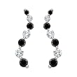 14K White Gold 1/2 ct. Alternating Black and White Diamond "Journey of Love" Curve Earrings