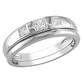 Women Wedding Band And Engagement Ring - White