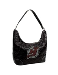 NHL New Jersey Devils Sport Noir Quilted Hobo Purse, Black