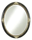 Oval Rust Glazed Black Frame Leaf Accent Mirror