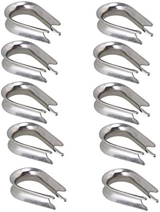 CNBTR Silver M5 304 Stainless Steel Wire Rope Cable Thimble Winch Wire Loop Pack of 10