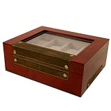 Watch Box 8 Watches Large Compartments Extra Clearance Burlwood Leather Finish Display Window