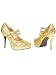New Ladies Gold Glitter Dolly Costume Shoes Size 6-7 Uk