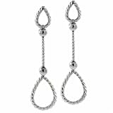 Designer Sterling Silver Dangling Cable Teardrop Earrings