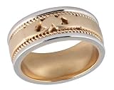 14K White & Yellow Gold Rope Heart Wedding Ring