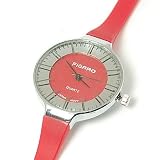 Figaor rote flache Spiegelglas Uhr mit Silikonuhrband