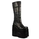 Search : Demonia 7 Inch MENS Platform Boots Wedge Heel Gothic Knee BootsPU, Size: 13 UK,Color: Black Pu