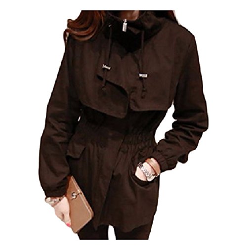 ナナコレクション Nana_Collection 2015 秋 大人かっこいい 立襟 ジップアップ トレンチコート 薄手 ウエストゴム しぼり ヒップ丈 ショート丈 エレガント OL 通勤 美ライン 女性 コート