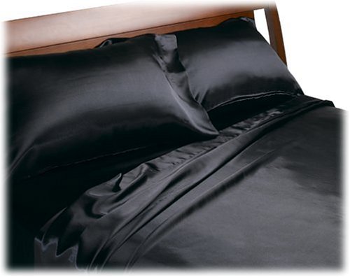 Royal Opulence Satin Queen Sheet Set, Black