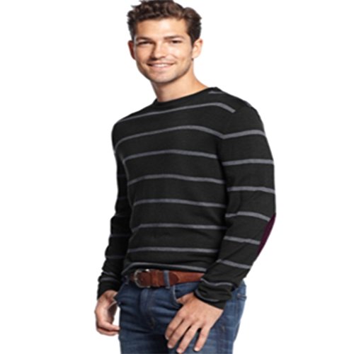 Club room sweater, merino blend prep stripe crew neck s…