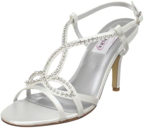Dyeables Women's Elsa T-Strap Sandal,White Satin,8 B US