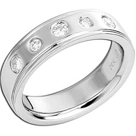 0.33 Ct.T.W. Round Brilliant Cut Diamonds, 14Kt. White Gold, Men's Diamond Wedding Band