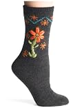 Hot Sox Women's Yarn Embroidered Floral Slipper Sock