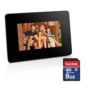 Electrohome EVPF300 7 LCD Ultra-Thin Widescreen Digital Photo Frame and SanDisk 8GB Flash Memory Card