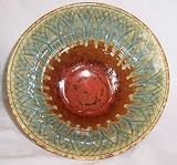 Green Ash and Fire Carved Pottery Bowl Small