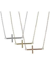 Alexandria Collection Gold-plated Sterling Silver Sideways Spiritual Holy Cross Necklace