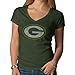 NFL Green Bay Packers Women's V-Neck Scrum Tee, Bottle Green, Medium