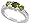 Sterling Silver Vintage Style Engagement Ring, w/ two 4mm (.25 ct) & one 5mm (.5 ct) Round Peridot-colored CZ Stones, 3/16
