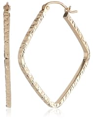 14k Yellow Gold D-Cut Square Hoop Earrings