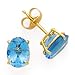 14K OVAL BLUE TOPAZ EARRINGS 8X6 MM
