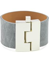 Leighelena "Jigsaw" Grey Lizard Wide Bracelet