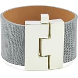 Leighelena Jigsaw Grey Lizard Wide Bracelet